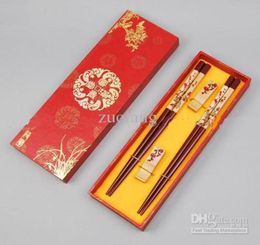 Personalized Engraved Chopsticks Gift Sets Wooden Plum With Box 2 Set pack 1set2pair 2272545