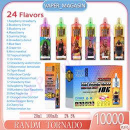 RandM Tornado 10000 Puff Disposable E Cigarettes 0.8ohm Mesh Coil 20ml Pod Battery Rechargeable Electronic Cigs 10K Puffs 2% 5% RBG Light Vape Pen