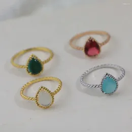 Cluster Rings 2024 Trend Classic High Quliaty Luxury Jewellery For Women Bule Gems Water Drop Gold Colour Pure 925 Sliver