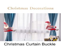 Cartoon Christmas Curtain Buckle Tieback Santa snowman reindeer dolls Curtain Hook Christmas Decorations Festive Party Home decor2593242