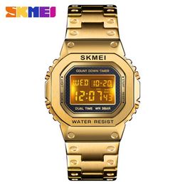 2019 SKMEI Relogio Masculino 1456 Men Electronic Digital Watch Chronograph Clock Dual Time Display Sport Watch Male Wristwatch272y