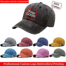 Caps Custom Baseball Caps for Men Women Vintage 100% Washed Cotton Dad Hat Embroidery or Print Diy Team Snapback Cap Hip Hop Hat