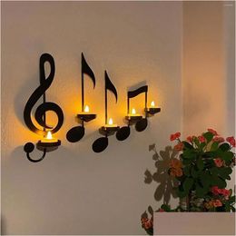 Candle Holders 2024 Music Note Holder Crafts Wall Decoration Gifts Home Office Decor Piano Souvenirs Drop Delivery Garden Dhgbt