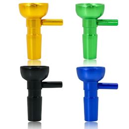 Colourful Metal 14mm Male Bowl For Hookah Glass Bong Water Bubbler Pipes Portable Replaceable Handle Dry Herb Tobacco Oil Rigs Wig Wag Bongs