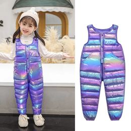 Baby Warm Strap Pant Girls Boys Winter Overalls Down-Cotton Jumpsuit Kids Protection Cold Snowsuit Rompers Clothes 1-5 Years 240108