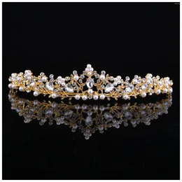 Hair Clips Women Crowns White Rhinestones Party Prop Hypo-allergenic Pearl Accessory For Masquerade Ball Banquet