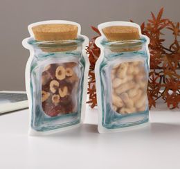Food Storage Zipper Bags Smell Proof Reusable Mason Jar Lock Stand Up Bag Bottle Shape Plastic Food Grade Bags Gifts3430915