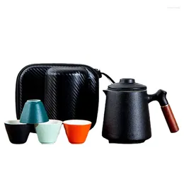 Teaware Sets Portable Set For Travelling Outdoor Carrying One Pot Four Cups Ceramic Quick Cup Tea