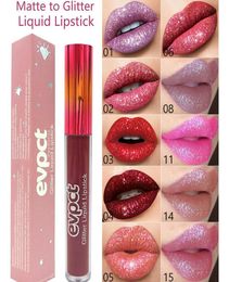 EVPCT Glitter Flip Lip Gloss Velvet Matte Lip Tint Waterproof Long Lasting Diamond Flash Shimmer Liquid Lipstick 15 Colors3018065