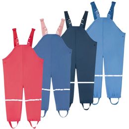 Fleece Rain Bibb Övergripande barn pojke vattentätt baby flickor jumpsuit utomhus sport barn byxor småbarn snöbyxor kläder 240108