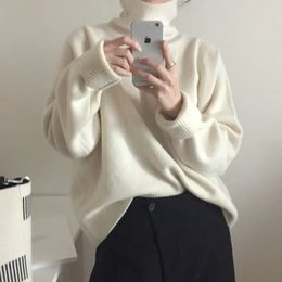 Women Autumn Winter cashmere Turtleneck white Sweater Knitted Pullovers long sleeve Elegant jumper Plus Size 240108