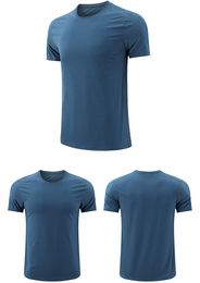 LL Men Yoga Outfit Gym T shirt Exercise & Fitness Wear Sportwear Trainning Basketball Running Ice Silk Shirts Outdoor Tops Short Sleeve Elastic Breathable