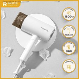 Hair Dryers ROSPEC Foldable Hair Dryer 1800W Strong Wind Fast Drying Hair Household Electric Hair Drier Anion Hairdryer Blow Dryer Portable Q240109