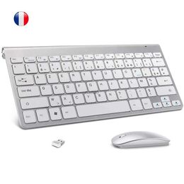 Keyboards Wireless AZERTY French Keyboard Mouse Ultra Slim Multimedia Keyboard Mouse Combo Low Noise for Laptop Desktop Windows Smart TVL240105