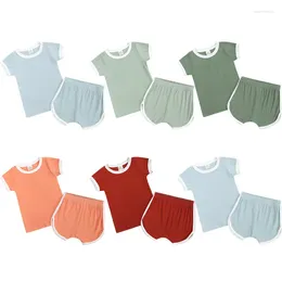 Clothing Sets 0-3Yrs Born Baby Boys Girls Patchwork Clothes Outfits Casual Short Sleeve T-Shirts Tops Shorts 2Pcs Summer Kids