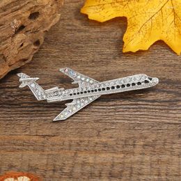 Brooches Fashion Large Sized Creative Rhinestone Aeroplane Brooch Men Women Coat Accessories Pin Clothing Party Jewellery