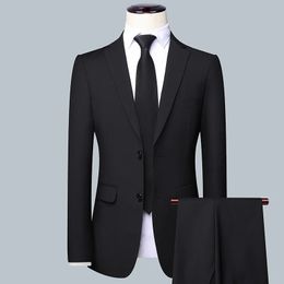 High quality business slim fitting suit set of 2 pieces mens casual fashion wedding grooms tuxedo suitpants 240108