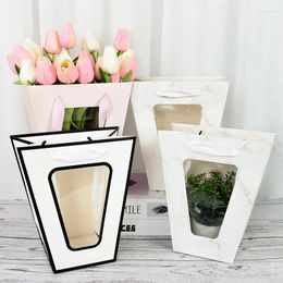 Gift Wrap 1pc Portable Flower Box With Clear Window Wedding Rose Bouquet Packing Paper Boxes For Birthday Party Decor Christmas Gifts