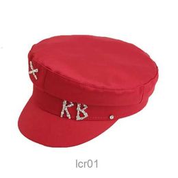 Berets Black Hats for Women Beret Four Seasons Letter Military Hat Fashion Causal Travel Satin Flat Top Blue Sailor Cap 230824682t682t682t