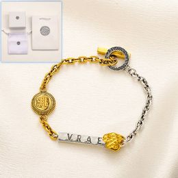 Vintage Gold Plated Chain Bracelet Brand Designer Charm Women's Bracelet Classic Logo Stainless Steel Bracelet Girl Couple Love Gift Jewelry With Box