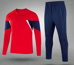 Gym Clothing Men Long Sleeve Red Jacket Set Adult Tracksuit Blue Sport Uniform White Running Loose Coat DIY Name OEM Number