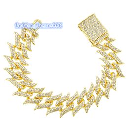 17MM Baguette Diamond Cuban Bracelet Luxury Classic Ice Out VVS Moissanite Diamond Tennis Cuban Link Chain Bracelets For Woman