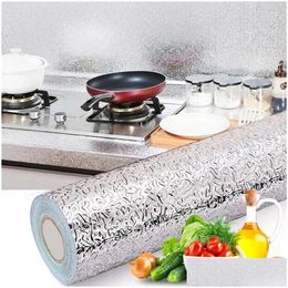 Wall Stickers Mti Kitchen Oil-Proof Waterproof Aluminium Foil Stove Cabinet Cupboard Self-Adhesive Sticker Diy Wallpaper Drop Deliver Dhet8