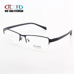 Eyeglasses Frame Hight Elasticity TR90 Temple Design Glasses Men Simple Half Rimless Eyewear Fashion Spectacles 736 240109