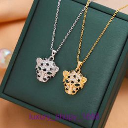 2024 Designer Car tires's Single Ring Cake Necklace Sterling Hip Hop Leopard Head INS Wind Titanium Steel Womens Micro Set Pendant Small and Fa With Original Box