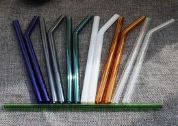 Glass Straws Reusable Straw clear Coloured bent straight straw 18cm8mm for For Smoothies Tea Juice Water Essential Oils3238908