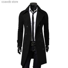Men's Jackets Fashion Brand Autumn Jacket Long Trench Coat Men High Quality Slim Fit Solid Color Men Coat Double-Breasted Jacket M-4Xl T240109