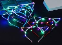 LED Light Up Cat Ear Headband Party Glowing Supplies Women Girl Flashing Hair band football fan concet fans cheer props gifts7079998