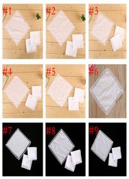 White Lace Thin Handkerchief Woman Wedding Gifts Party Decoration Cloth Napkins Plain Blank DIY Handkerchief 2525cm w00382 136 J1699708