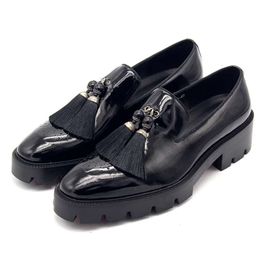 Handmade Cowhide Tassel Loafers Male Wedding Dress Shoes British Style Men Formal Business Oxfords Homre Moccasins