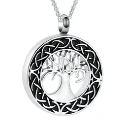 Pendant Necklaces Circle With Tree Memorial Necklace Cremation Urns For Human/Pet Ashes Stainless Steel Customised Keepsake