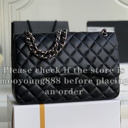 12A Upgrade Mirror Quality Designer Jumbo Classic Double Flap Bag 30cm Genuine Leather Caviar Lambskin Bags Black Quilted Purse Handbags Shoulder Chain Box Bag