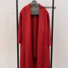 Luxury Coat Maxmaras 101801 Pure Wool Coat Gaoding 100 pure doublesided cashmere coat with water wave pattern high count cashmere coat with medium length Woollen f