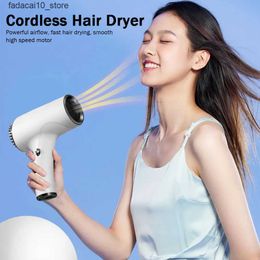 Hair Dryers Cordless Hair Blow Dryer Portable Anion Blow Dryer 2600mah 40/500W USB Rechargeable Powerful 2 Gears for Household Travel Salon Q240109 Q240109