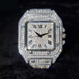 Fashion Luxury Silver Bling Diamond Watches Full Rhinestone Quartz Wrist Watches For Women And Men