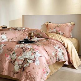 Bedding Sets Spring Blooming Flowers Girls Set Ultra Soft Luxury 600TC Egyptian Cotton 1Duvet Cover 1Bed Sheet 2Pillowcases