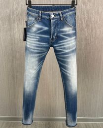 Classic Fashion dsq Jeans Hip Hop Rock Moto Mens Casual Design Ripped Jeans Distressed slim Denim DSQ2 COOLGUY JEANS 9907 blue