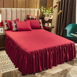 Bed Skirt Beding Cover Princess Solid Colour Dust Covers for Plain Group Home Decor Spreading Headboard 240109