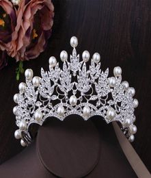 2020 Wedding Crown Fashion Bridal Headpiece Hair Accessories Pearl Bridal Crowns Tiaras Head Jewellery Rhinestone Bridal Tiara Headb4311666