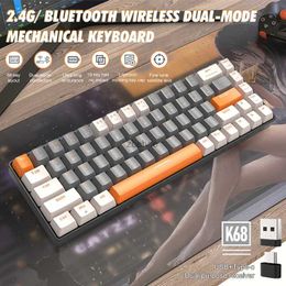 Keyboards 2023 New 2.4G/BT5.0 Wireless Gaming Mechanical Keyboard With 68 Key Portable Travel For Computer PC Ergonomic Gaming KeyboardL240105