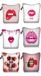 Red Lip 3D Printing Cosmetic Bags With Multicolor Pattern Cute Eyes Makeup Pouchs For Travel4931429