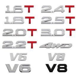 1Pcs New Car 3D Metal Alloy 1.6T 1.8T 2.0T 2.8T Sticker Emblem Badge Decals For Golf Toyota BMW Mazda Ford Audi Honda KIA