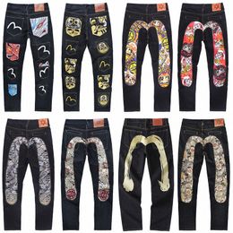 Мужские дизайнерские джинсыМ-образная вышивка, прямая трубка, широкие брюки, повседневные брюки в стиле хип-хоп с высокой талией, повседневные брюки EV, джинсы большого размера 28-40 L7E5#