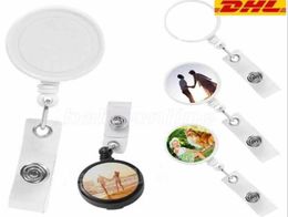 Sublimation DIY ID Holder Name Tag Card Key Badge Reels Round Solid Plastic ClipOn Retractable Pull Reel CG0016877830