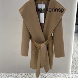 Luxury Coat Maxmaras 101801 Pure Wool Coat Winter Star Mid length rialto camel hooded mid length water wave camel velvet outerwear coatYQSH