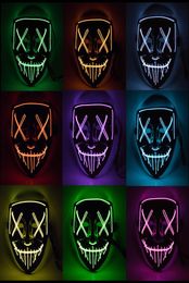 Halloween Horror mask LED Glowing masks Purge Masks Election Mascara Costume DJ Party Light Up Masks Glow In Dark 10 Colours w00238322681